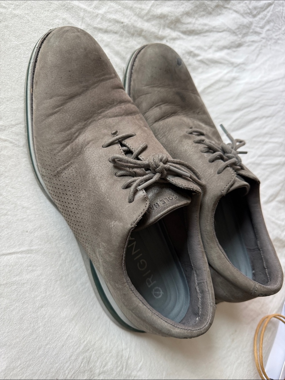 Cole Haan Grey Suede Derby Lace-Up Shoes